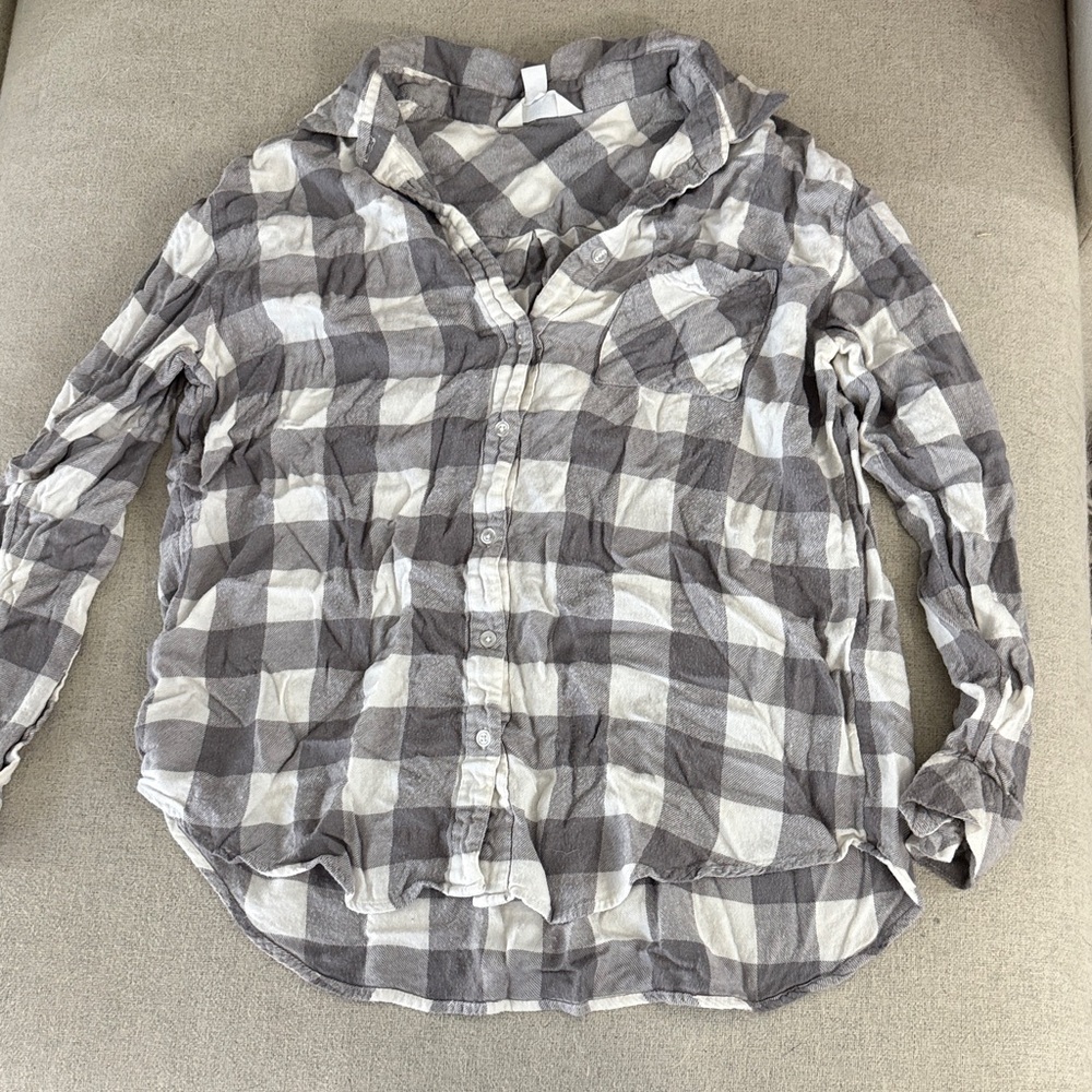 Plaid Women’s Shirt - Gray and White